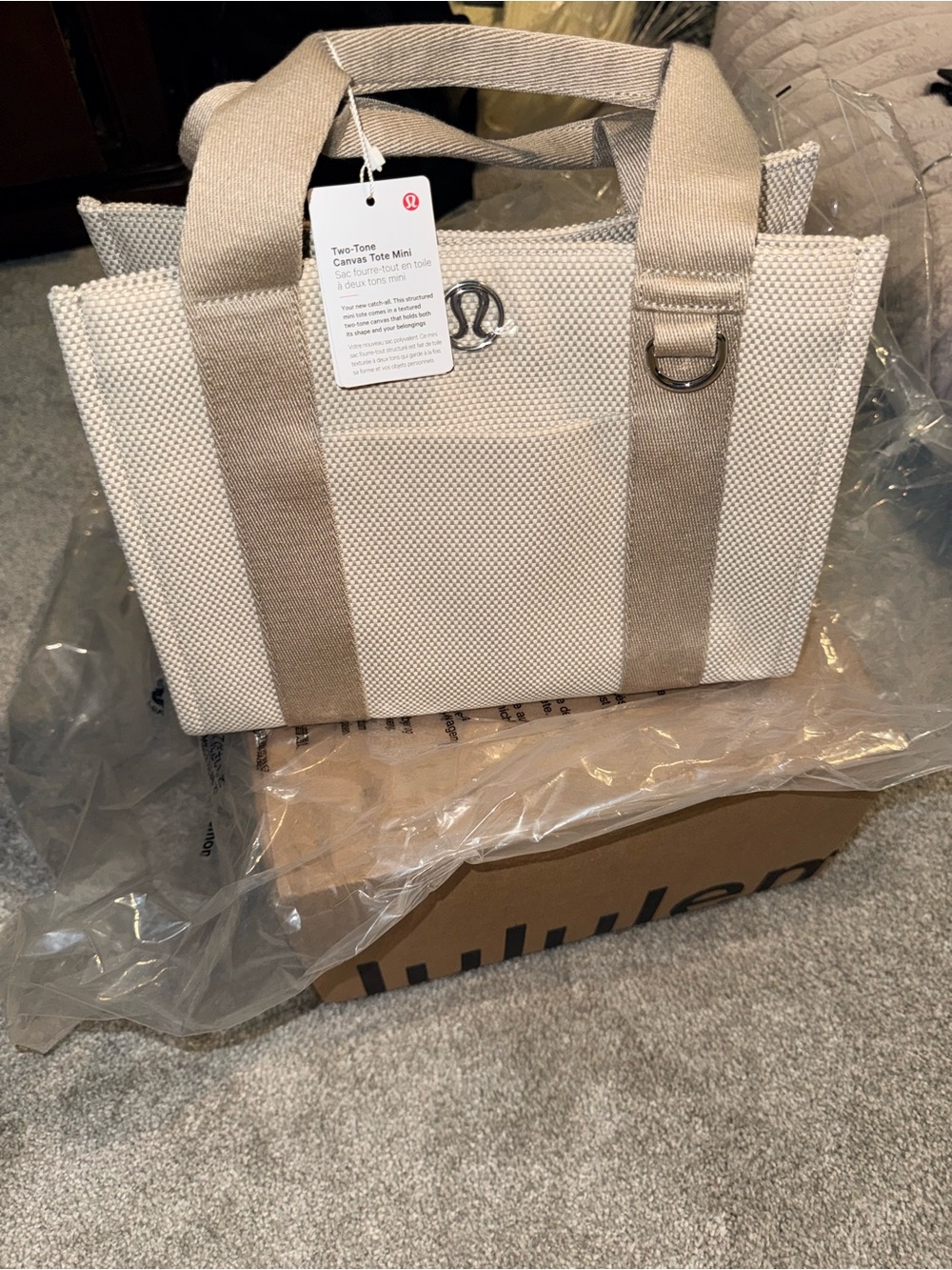 🤍 Lululemon Two-Tone Canvas Mini Tote Bag 4.5L